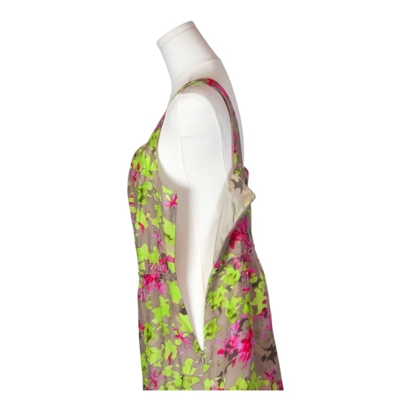 Banana Republic Silk Cotton Floral Dress Pink Green Sleeveless Size 8 - Picture 4 of 10